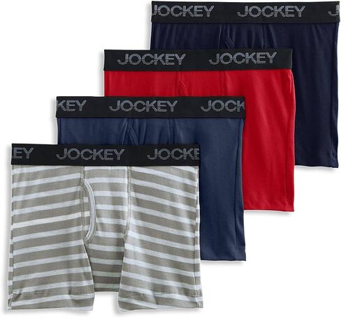 Jockey Boys' Underwear Cotton Blend Boxer Brief - 4 Pack in Saudi Arabia