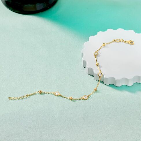 Ross-Simons Italian 1.15 ct. t.w. Bezel-Set CZ Station Anklet in Saudi Arabia