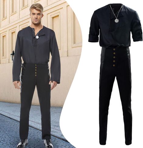 Geralt of Rivia Costume Men White Wolf Cosplay Outfit Witch Outfit Shirt Pants Necklace Accessories in Saudi Arabia