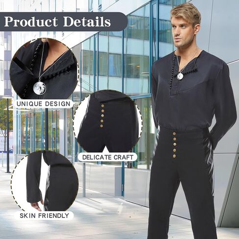 Geralt of Rivia Costume Men White Wolf Cosplay Outfit Witch Outfit Shirt Pants Necklace Accessories in Saudi Arabia