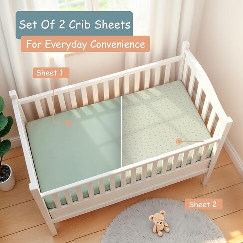 ملاءات سرير الأطفال من Little Peaches للفتيات الصغيرات - ملاءة سرير فائقة النعومة، سرير أطفال قابل للحمل للفتيات الصغيرات، ملاءة سرير أطفال محبوكة قابلة للتمدد في 4 اتجاهات، مستلزمات الأطفال، عبوتان - فراشة وأرجواني in Kuwait