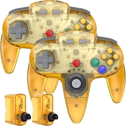 SAFFUN (2 Pack) 2.4 GHz Wireless N64 Controller, N64 Receiver, Compatible with N64 Console - (Rechargeable) (Plug and Play) (Built-in Rumble) - Gray in Saudi Arabia