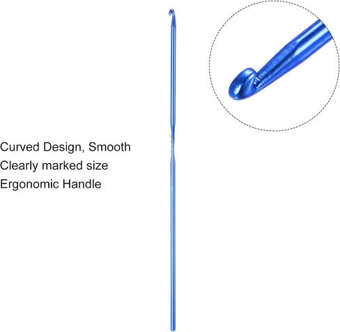 uxcell Aluminum Crochet Hook 5mm US Size H (Size 8) Knitting Needles for DIY Craft Yarn Blue 10Pcs in Saudi Arabia