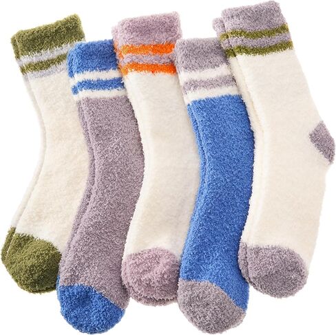 ANTSANG Fuzzy Slipper Socks for Women Men Fluffy Warm Winter Socks Valentines Day Christmas Gift Stocking Stuffers 5 Pairs in Saudi Arabia