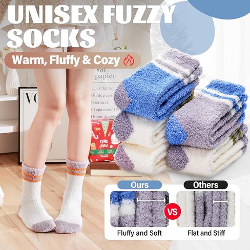 ANTSANG Fuzzy Slipper Socks for Women Men Fluffy Warm Winter Socks Valentines Day Christmas Gift Stocking Stuffers 5 Pairs in Saudi Arabia