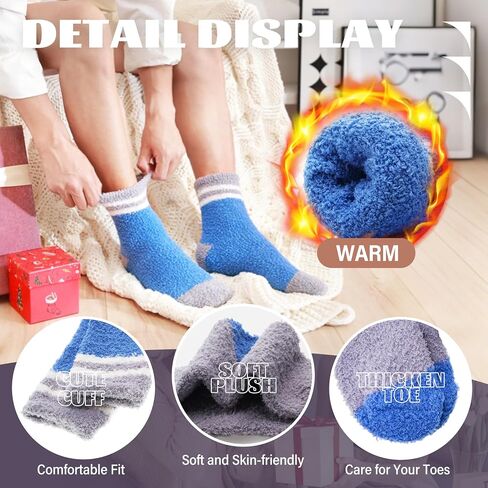 ANTSANG Fuzzy Slipper Socks for Women Men Fluffy Warm Winter Socks Valentines Day Christmas Gift Stocking Stuffers 5 Pairs in Saudi Arabia
