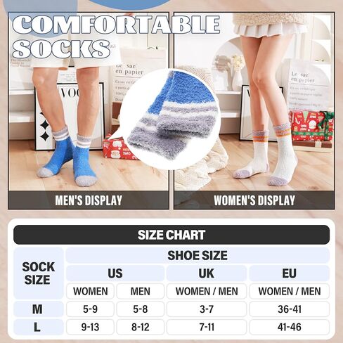 ANTSANG Fuzzy Slipper Socks for Women Men Fluffy Warm Winter Socks Valentines Day Christmas Gift Stocking Stuffers 5 Pairs in Saudi Arabia
