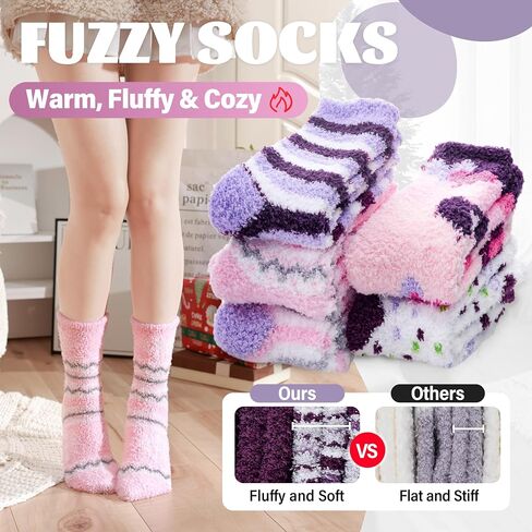 ANTSANG Fuzzy Slipper Socks for Women Men Fluffy Warm Winter Socks Valentines Day Christmas Gift Stocking Stuffers 5 Pairs in Saudi Arabia