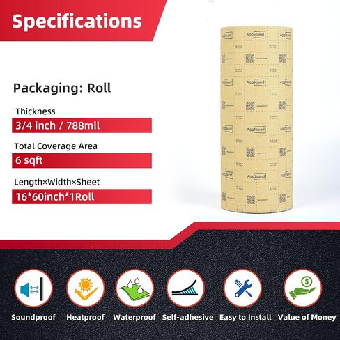 Roll Pack Sound Deadener for Cars-Auto Closed Cell Foam Noise Deadening Material-Heat Shield Insulation Dampening Mat, 157mil 6sqft in Kuwait
