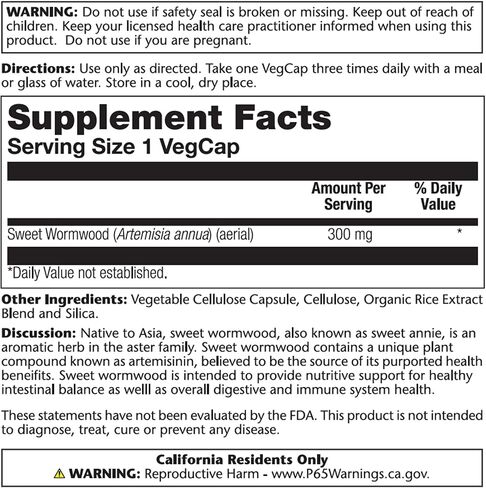 SOLARAY Sweet Wormwood Aerial, Veg Cap (Btl-Plastic) 300mg 100ct in Saudi Arabia