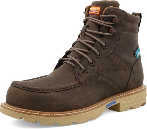 Twisted X Men's 6" Work Boot, Moc Toe Nano Toe with CellStretch, Shitake, 11.5 M in Saudi Arabia
