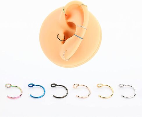 9 PCS Fake Piercing Jewelry Hoop, Fake Nose Rings Hoop, Stainless Steel Nose Hoop for Faux Lip Septum Nose Ring Set (Gold/Silver/Black) in Saudi Arabia