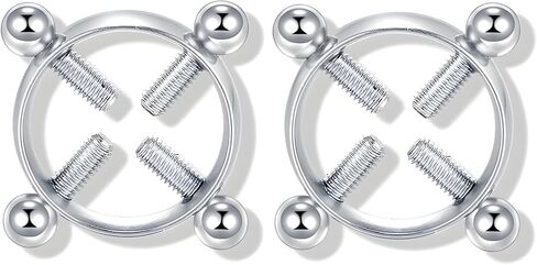 2Pcs Round Non Piercing Nipple Ring for Women Stainless Steel Fake Nipple Rings Shield Barbell Rings Body Jewelry in Saudi Arabia