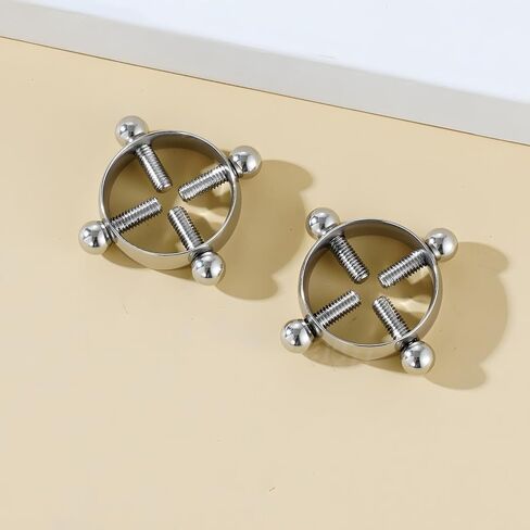 2Pcs Round Non Piercing Nipple Ring for Women Stainless Steel Fake Nipple Rings Shield Barbell Rings Body Jewelry in Saudi Arabia