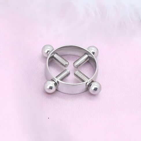 2Pcs Round Non Piercing Nipple Ring for Women Stainless Steel Fake Nipple Rings Shield Barbell Rings Body Jewelry in Saudi Arabia