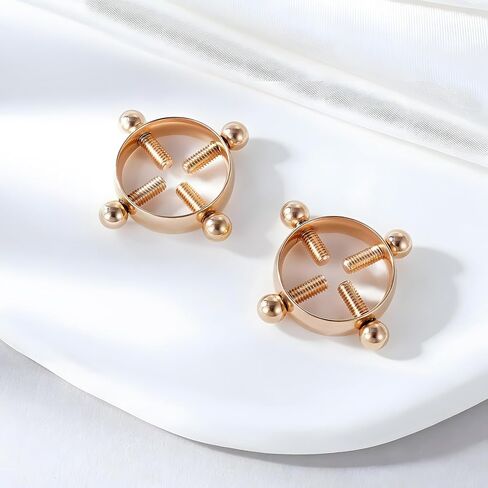 2Pcs Round Non Piercing Nipple Ring for Women Stainless Steel Fake Nipple Rings Shield Barbell Rings Body Jewelry in Saudi Arabia