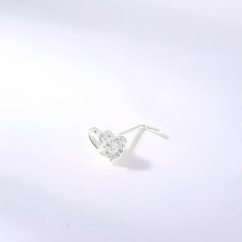 14K Gold Plated Heart Nose Stud for Women Silver Plated Heart Nose Ring with Faux Diamond CZ Hearts Noses Rings Piercing Jewelry in Kuwait