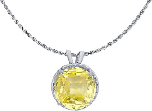 10K White Gold 7mm Round Cut Rope Frame Rabbit Ear 18" Rope Chain Necklace in Saudi Arabia