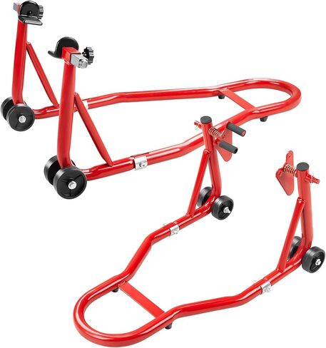 Motorcycle Stand Lift 850lbs Front & Rear Combo Universal Motorcycle Stands Compatible with Most Yamaha Honda Kawasaki Suzuki BMW Motorcycles, Red in Saudi Arabia