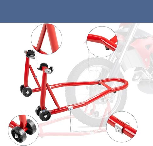 Motorcycle Stand Lift 850lbs Front & Rear Combo Universal Motorcycle Stands Compatible with Most Yamaha Honda Kawasaki Suzuki BMW Motorcycles, Red in Saudi Arabia