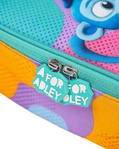 A FOR ADLEY Lunchbox. Featuring Adley's Neon Rainbow Friends on a Zebra Rainbow Printed Lunchbox (Purple Retro) in Saudi Arabia