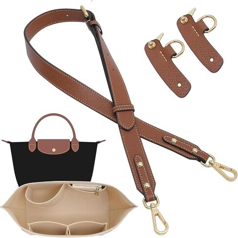 2Sets Bag Strap and Organizer Compaitible with Le Pliage Small Bags, Felt Lightweight Tote Bag Organizer Insert, Anti-Slip Adjustable Punch-Free Purse Straps Replacement Crossbody in Saudi Arabia