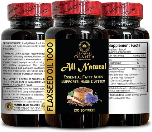 Organic Cold-Pressed Flaxseed Oil – 100 Softgels – Omega 3-6-9 – Vegan – Non-GMO – USA Made – Gluten-Free Support in Saudi Arabia