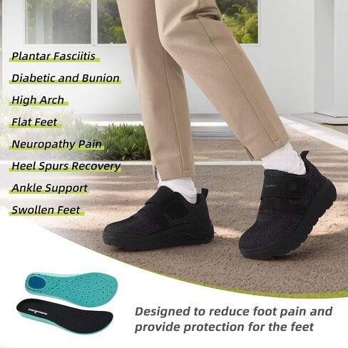 OrthoComfoot Women's Orthopedic Diabetic Wide Walking Shoes: Comfortable Casual Arch Support Plantar Fasciitis Loafers, Orthotic High Arch Swollen Feet Adjustable Work Shoes for Ankle and Heel Pain in Saudi Arabia
