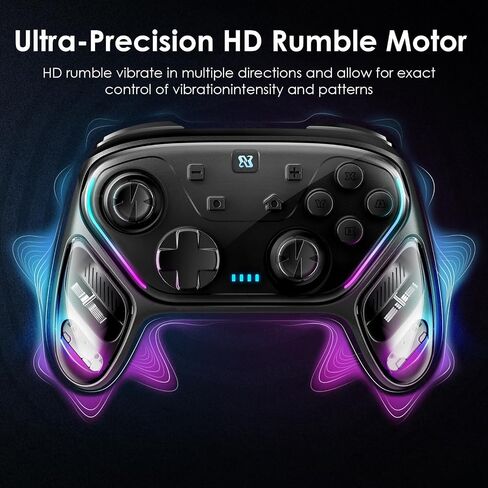 BINBOKPLAY Switch Controller, Hall Effect Joystick Switch Controller Compatible with Switch/Switch Lite, Wireless Gamepad with 7 LED Colors/Motion Control/Dual Vibration/Turbo (White) in Saudi Arabia
