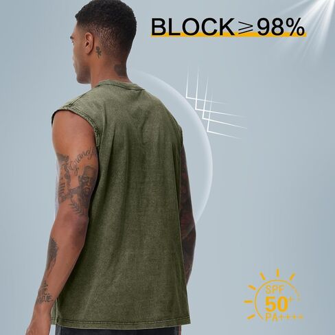 Mens Cotton Sleeveless Tank Tops Cut Off Muscle Gym T Shirts Running Beach Loose Fit Tees in Kuwait