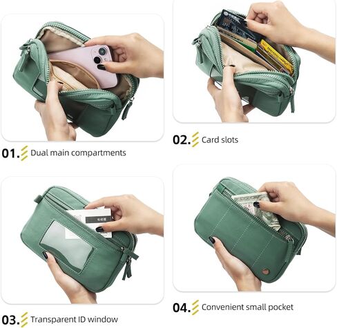 Didida Wristlet Purses for Women,Crossbody with ID Window Purses,Coin Purse with 4 Zipper Nylon Crossbody Bags in Saudi Arabia