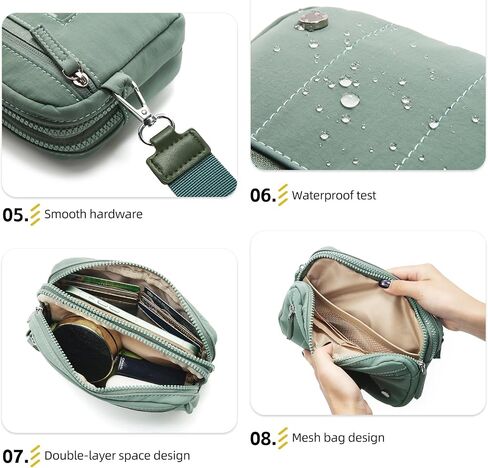 Didida Wristlet Purses for Women,Crossbody with ID Window Purses,Coin Purse with 4 Zipper Nylon Crossbody Bags in Saudi Arabia