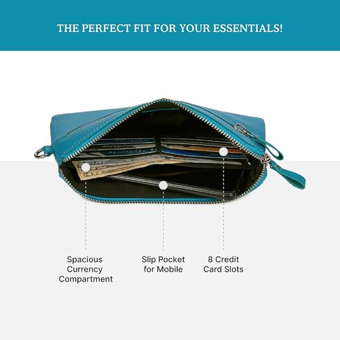 محفظة معصم للنساء المحفظة والجلد الحقيقي لعملات مفاتيح المحمول مع فتحات بطاقة الائتمان في صندوق الهدايا (جمشت نابا) in Kuwait