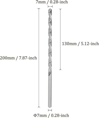 2PCS Twist Drill Bit - [5.2mm] High-Speed Steel Cobalt Round Shank Jobber Bit Set Silver Tone for Metal Wood Plastic Steel Use, 132mm / 5.2" Blade Length in Saudi Arabia