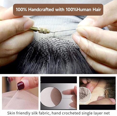 Realistic Fake Mustache, 100% Human Hair Handmade Fake Beard with Invisible Lace, Thick Straight Fake Moustache for Halloween/Cosplay/Party/Theater Costume (Brown) in Saudi Arabia