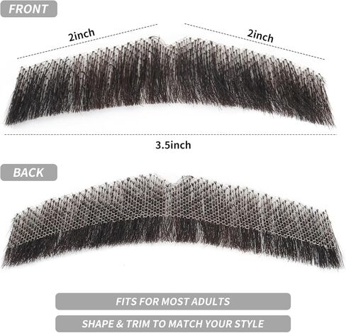 Realistic Fake Mustache, 100% Human Hair Handmade Fake Beard with Invisible Lace, Thick Straight Fake Moustache for Halloween/Cosplay/Party/Theater Costume (Brown) in Saudi Arabia