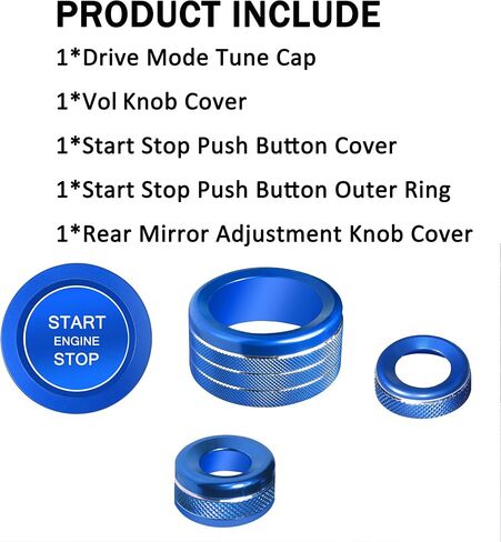Senshine for Toyota Tundra Accessories 2025 2022-2024 Sequoia 2023-2025 Center Console Cover Cover Mode Cap Start Stop Push Bush Cover Ring Ring Rinive Leace Ring Ring 5pcs (Red) in Kuwait