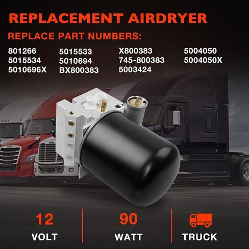 ATRACYPART 801266 Air Dryer Assembly Kit,12Volts,Fits Volvo, Freightliner, Kenworth, Peterbilt, International, Western Star Trucks/Bus/RV/Other – Replaces 5015534, 5010696X in Saudi Arabia