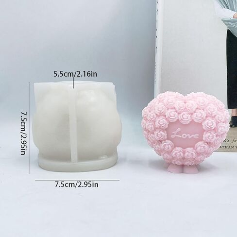 3-Cavity Heart Rose Flower Silicone Soap Mold Fondant Mold for Cake Decoration, Chocolate,Candle, Bath Bomb, Lotion Bar in Saudi Arabia