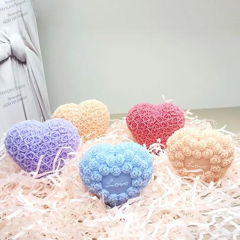 3-Cavity Heart Rose Flower Silicone Soap Mold Fondant Mold for Cake Decoration, Chocolate,Candle, Bath Bomb, Lotion Bar in Saudi Arabia