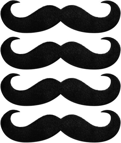 4 Pcs Fake Mustaches, Halloween Mustache Stickers Kids Stick on Mustache Self-Adhesive Mustaches for Cosplay Costume Accessories Party Supplies Halloween in Saudi Arabia