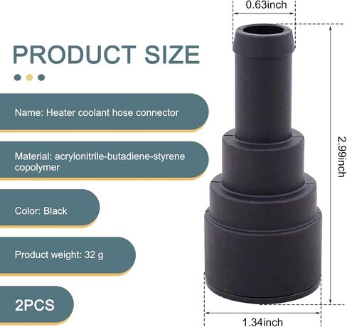 2 PCS Car Heater Hose Fittings, Coolant Connectors, Quick Connect Hose Connection Parts 15032062 15151873 15151875, Compatible with Buick GMC Chevrolet Ford Lincoln (Black) in Saudi Arabia