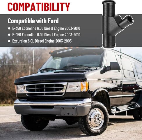 Radiator Coolant Y-Pipe Compatible with Ford F250 F350 F450 F550 E350 E450 Excursion Black Weldless Aluminum Coolant Hose Connector Pipe in Saudi Arabia
