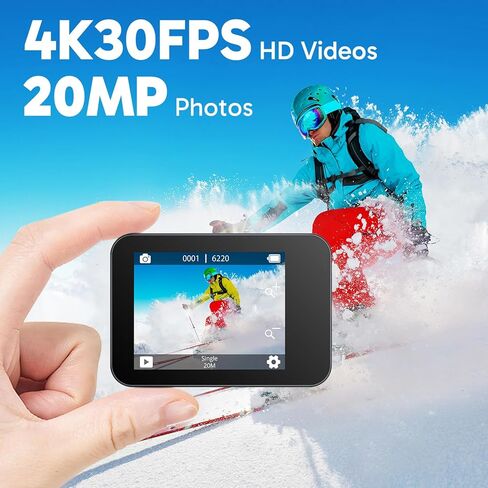 AKASO V50X Native 4K30fps WiFi Action Camera with 128GB MicroSDXC U3 Memory Card Accessories Kit Bundle with EIS Touch Screen 4X Zoom 131 feet Waterproof Camera Remote Control in Kuwait