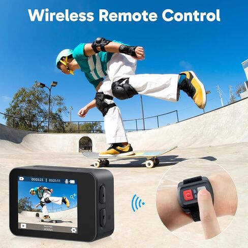 AKASO V50X Native 4K30fps WiFi Action Camera with 128GB MicroSDXC U3 Memory Card Accessories Kit Bundle with EIS Touch Screen 4X Zoom 131 feet Waterproof Camera Remote Control in Kuwait