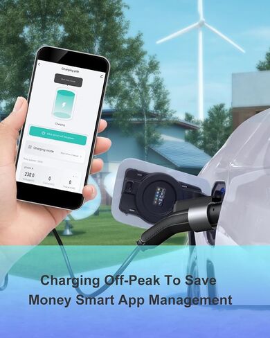 شاحن المستوى 2 EV المحمول-40AMP 240V شاحن للمستوى 1 و 2 ، مع شاشة LED الذكية WIFI ، كابل 25 قدمًا ، حزام/حائط ، حامل الكابل ، NEMA 14-50P ، J1772 متوافق in Kuwait