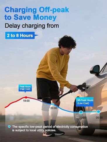 شاحن المستوى 1 و 2 EV ، 110V-240V 16A شاحن J1772 Portable مع NEMA 6-20 و 5-15 ، كابل 25 قدم للاستخدام المنزلي والخارجي (أسود) in Kuwait