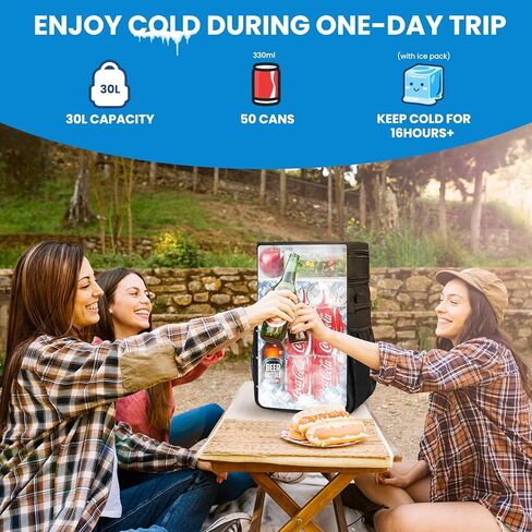 Expandable Cooler Backpack - 35/50 Cans Insulated Backpack Cooler for Men & Women, Portable 2 Leak Proof Compartments Coolers Bag for Picnic, Lunch, Hiking, BBQ Camping and Beach in Kuwait