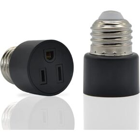 3 Prong Outlet Light Socket Adapter,Screw in Outlet Socket,E26 Light Bulb to Outlet Socket Converter,Light Bulb Plug Adapter for Porch Light Socket,Camera,Garage Light and Light Strings in Kuwait
