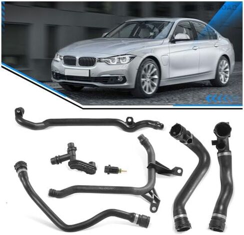 7pcs محرك سخان محرك أنبوب مدخل وأنابيب سائل تبريد الماء 11537502525 11531705210 17127510952 متوافق مع BMW 323i 325i 328i 330i in Kuwait